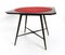 Vintage Ebonized Beech Game Table with Red Fabric from Chiavari, Italy, 1950s 5