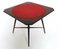 Table de Jeu Vintage en Hêtre Noirci avec Tissu Rouge de Chiavari, Italie, 1950s 1