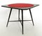 Tavolo da gioco vintage in faggio ebanizzato con stoffa rossa di Chiavari, anni '50, Immagine 4