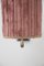 Italienische Vintage Wandlampen aus Messing & Rosa Samt, 1950er, 2er Set 6