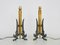 Italienische Tischlampen aus Bronze & Emailliertem Holz, 1950er, 2er Set 1