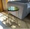 Golden-Hammered Metal Table with Green Glass Top by Now’s Home 4