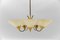 Mid-Century 5-Light Glass & Brass Ceiling Lamp, 1950s 8