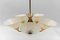 Mid-Century 5-Light Glass & Brass Ceiling Lamp, 1950s, Image 10