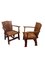 Brutalist Wabi Sabi Oak Rush Lounge Chairs, Set of 2 8