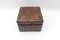 Puf Choco de retazos de cuero marrón con compartimento de almacenamiento, Suiza, años 60, Imagen 7