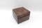 Puf Choco de retazos de cuero marrón con compartimento de almacenamiento, Suiza, años 60, Imagen 4