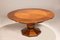 Art Deco Round Oak Dining Table with Black Wood Details, 1940s 9