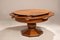 Art Deco Round Oak Dining Table with Black Wood Details, 1940s 13