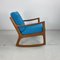 Rocking Chair en Teck avec Tapisserie Bleue par France and Sons, Ole Wanscher pour Cado, Danemark, 1960s 6