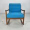 Rocking Chair en Teck avec Tapisserie Bleue par France and Sons, Ole Wanscher pour Cado, Danemark, 1960s 2