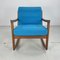 Teak Rocking Chair with Blue Upholstery by France & Son for Cado, Denmark, 1960s 2