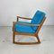 Sedia a dondolo in teak con rivestimento blu di France and Sons, Ole Wanscher per Cado, Danimarca, anni '60, Immagine 4