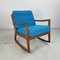 Teak Rocking Chair with Blue Upholstery by France & Son for Cado, Denmark, 1960s, Image 1