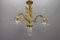 French Louis XVI Style Bronze and Clear Cut Glass Four-Light Chandelier, 1920s 4