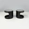 Modern Italian Round Coffee Tables in Dark Brown Wood and Mirror, 1980s, Set of 2 3
