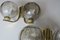 Brass & Glass Double Wall Lights, 1970s, Set of 2 2