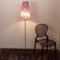 Tall Vintage Floor Lamp with Handmade Purple Floral Decoration Shade, Italy 2