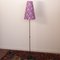 Lampada da terra alta vintage con paralume viola floreale fatto a mano, Italia, Immagine 3