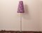 Vintage Chrome Floor Lamp with Handmade Purple Floral Decorated Shade, Italy, Image 5