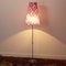 Vintage Chrome Floor Lamp with Handmade Purple Floral Decorated Shade, Italy, Image 2