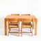 Extensible Table Assembly and Chairs of Rationalist Design in Elm Wood, France, 1970s, Set of 5 1
