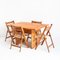 Vintage Rationalist Table Set and Folding Chairs in Pine Wood, Beech and Enea, France, 1970s, Set of 5 1