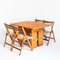 Set da tavola vintage razionalista e sedie pieghevoli in pino, faggio ed Enea, Francia, anni '70, set di 5, Immagine 4