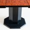 Mesa de comedor octogonal con extensión de madera lacada y pie de mármol negro atribuida a Roche Bobois. Francia, años 80, Imagen 12