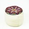 Embroidered Seat Pouf in White Leather, 1960s, Image 9