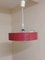Lampada da soffitto vintage in plastica a coste traslucide e vetro con pannello in plastica rossa, anni '70, Immagine 2