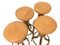 Postmodern Leather, Walnut & Plywood Revolving Stools, Italy, 1970s, Set of 4, Image 5