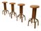 Postmodern Leather, Walnut & Plywood Revolving Stools, Italy, 1970s, Set of 4 4