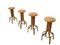 Postmodern Leather, Walnut & Plywood Revolving Stools, Italy, 1970s, Set of 4, Image 1