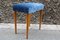 Vintage Wooden Bench in Blue Velvet, Italy, 1950s, Image 18