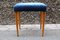 Vintage Wooden Bench in Blue Velvet, Italy, 1950s 17