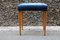 Vintage Wooden Bench in Blue Velvet, Italy, 1950s, Image 1