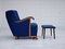 Dänischer Vintage Relax Sessel mit Fußhocker, 1950er, 2er Set 4
