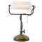 Vintage White Opaline Glass Banker Table Lamp 2