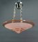 Lampe à Suspension Art Déco en Verre Rose et Bronze Chromé par Henry Petitot pour Atelier Petitot, 1930 4