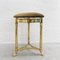 Vintage Brass Stool in Brass and Brown Velvet with Decorated Foot 1