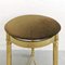 Vintage Brass Stool in Brass and Brown Velvet with Decorated Foot 2