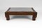 Vintage French Coffee Table in Oak Carved with Faun Heads and Marble Top, 1940 3