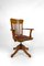 Poltrona da ufficio girevole americana in quercia con seduta in pelle, inizio XX secolo, Immagine 7
