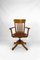 American Swivel Office Armchair in Oak with Leather Seat, 1900s 1