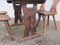 Mesa y sillas escandinavas estilo montaña rústicas esculpidas, años 60. Juego de 5, Imagen 4