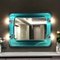 Vintage Turquoise Wall Mirror with Built-in Lights, 1970s 10