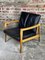 Vintage Scandinavian Armchair in Teak and Black Leather, 1970s 1