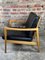 Vintage Scandinavian Armchair in Teak and Black Leather, 1970s 4