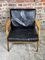 Vintage Scandinavian Armchair in Teak and Black Leather, 1970s 2